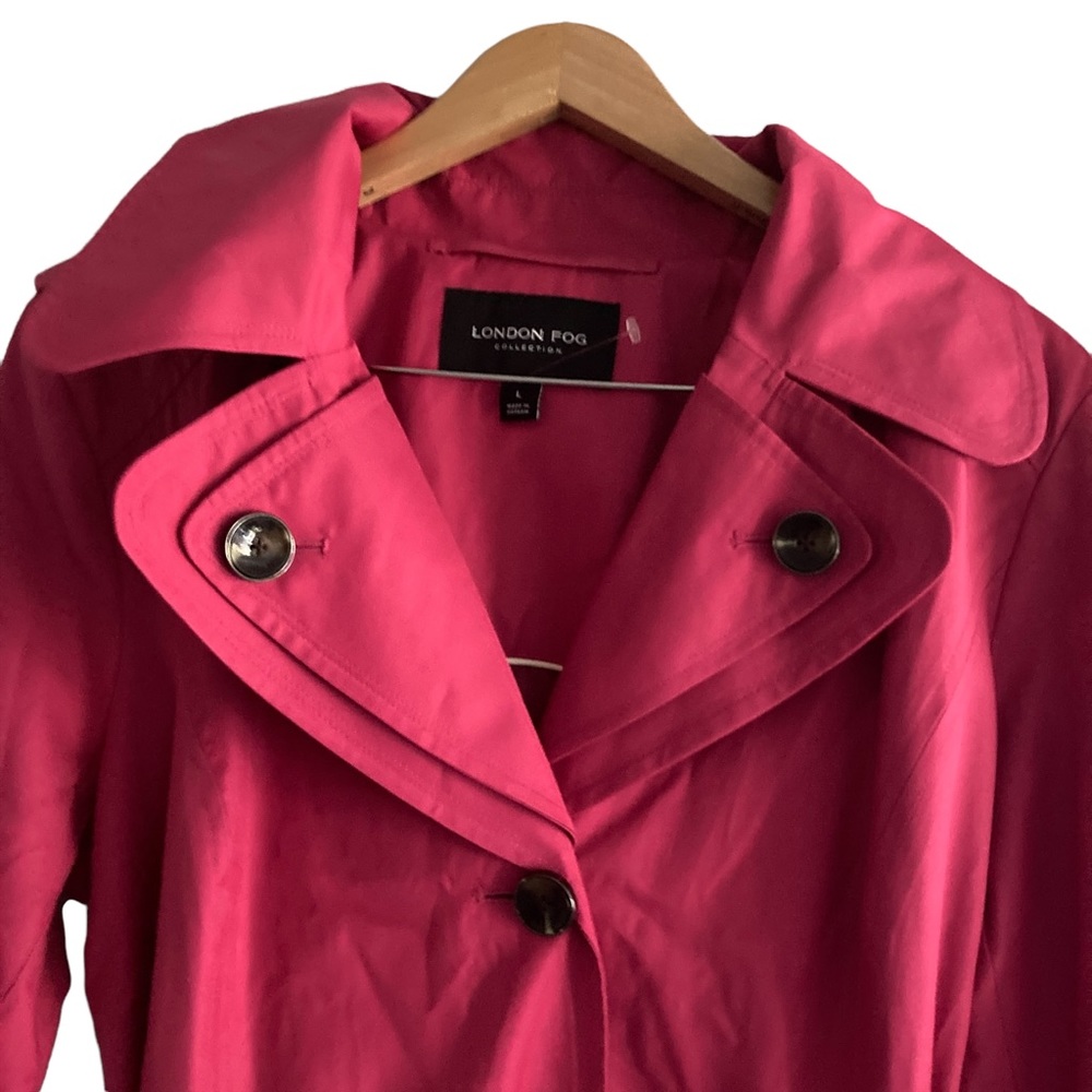 LONDON FOG Womens Pink Belted Trench Coat L - Picture 6 of 16